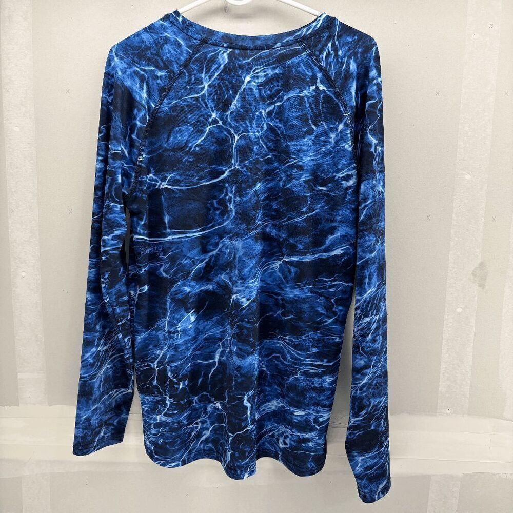 MOSSY OAK FISHING Elements Agua Long Sleeve Shirt Blue Size Medium EUC - Picture 2 of 4